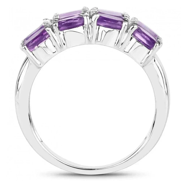 New Stunning Women's Sterling Silver 2.52 CTW Amethyst Designer Ring - Size 7 - Picture 3 of 3